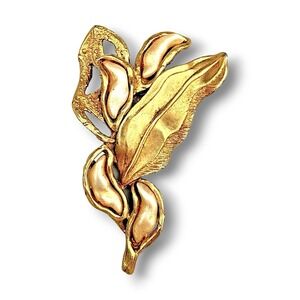 Vintage Crown Trifari Brooch Jonathan Bailey Faux Pearl Leaves‎ MCM Brutalist